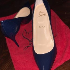 Brand new, navy blue Loubitons